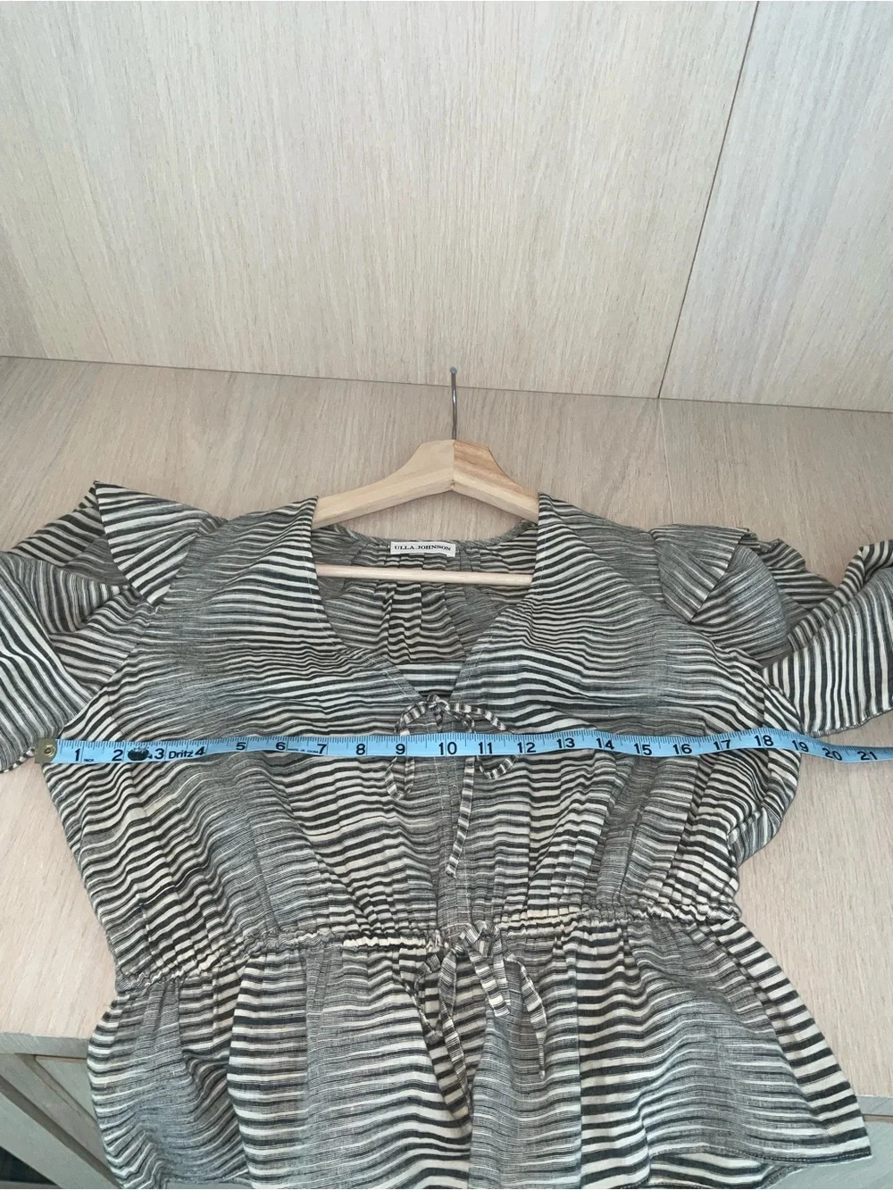 Ulla Johnson Ophelia Striped V-Neck Peplum Blouse